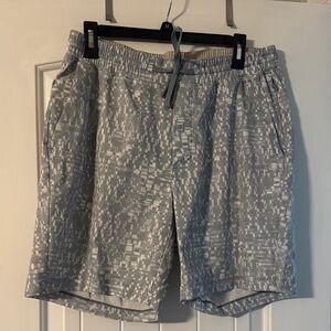 lululemon athletica Light Gray Patterned Workout Shorts